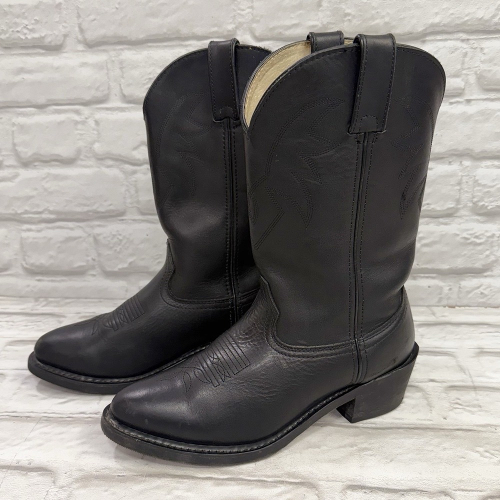 Durango Black Leather Pull On Cowboy Western Boots Mens Sz 8 Oil Resistant READ